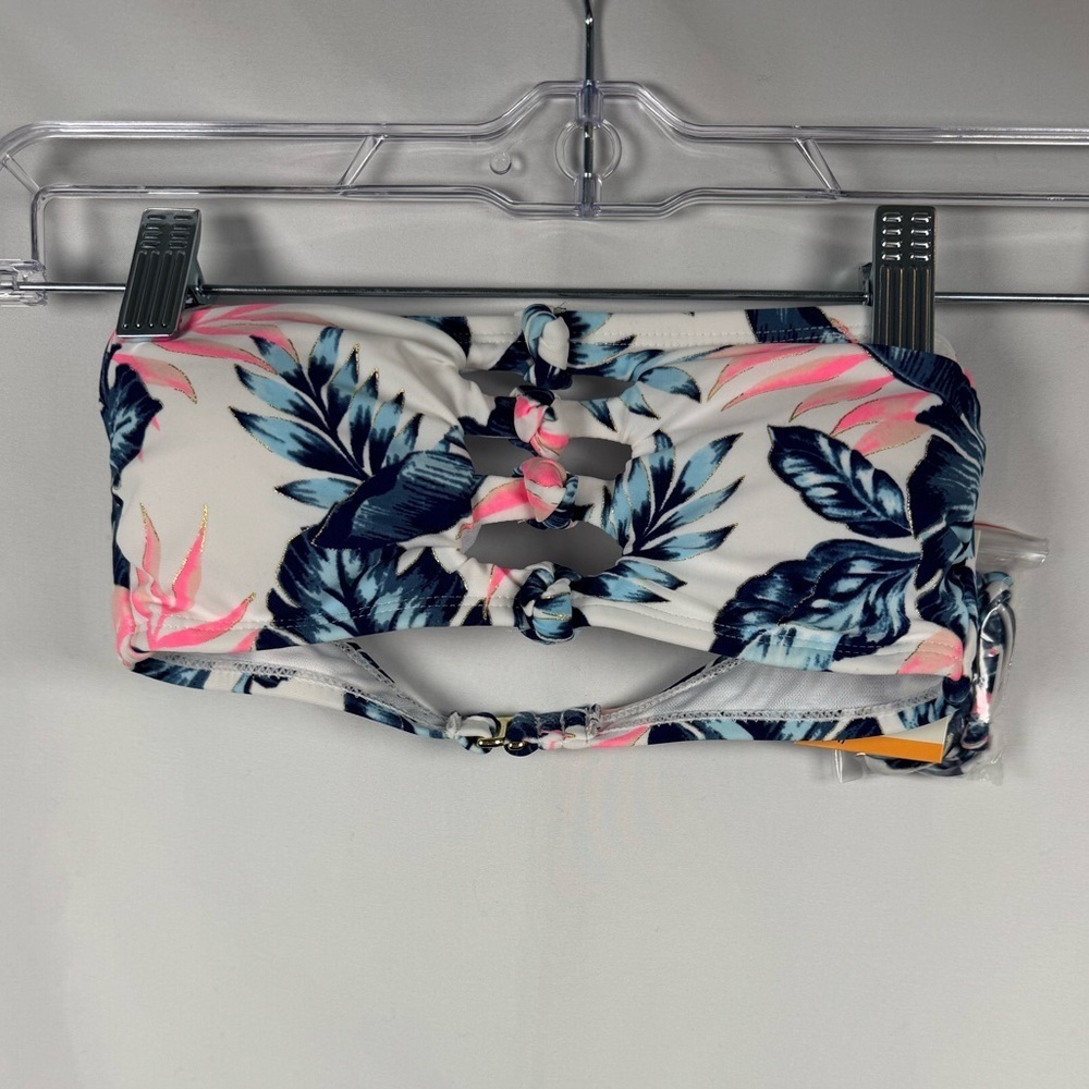 SO Tropical Print Knot Front Bandeau Bikini Top XS (0-1)